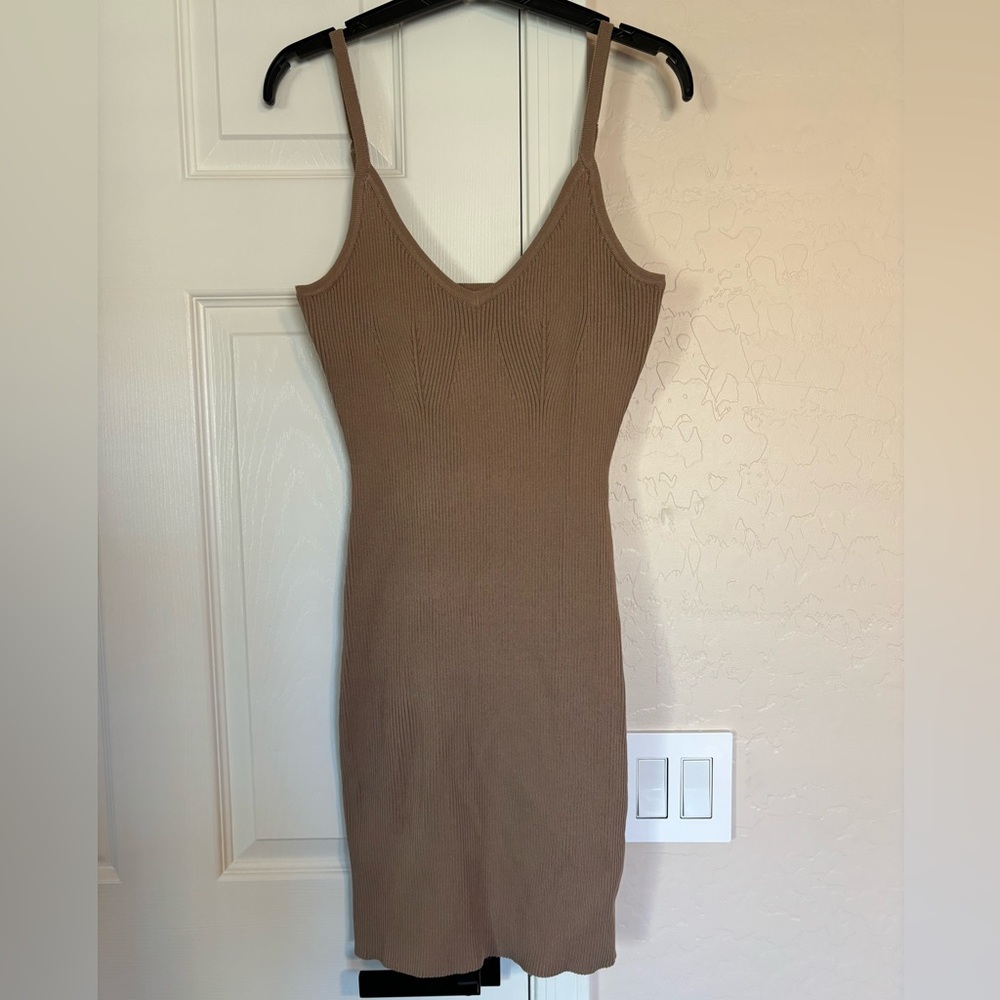 NWT Brown Cocktail Ribbed Dress